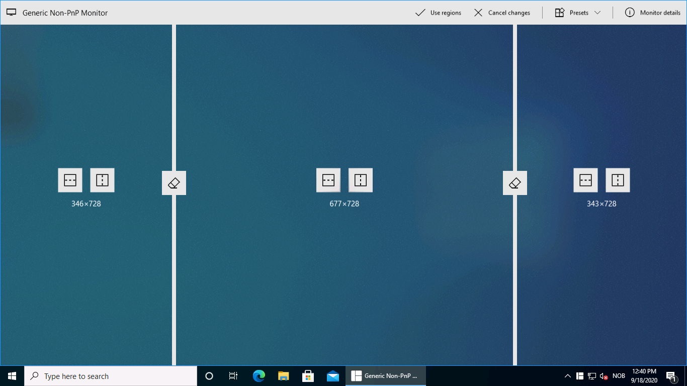 The change regions window of MaxTo